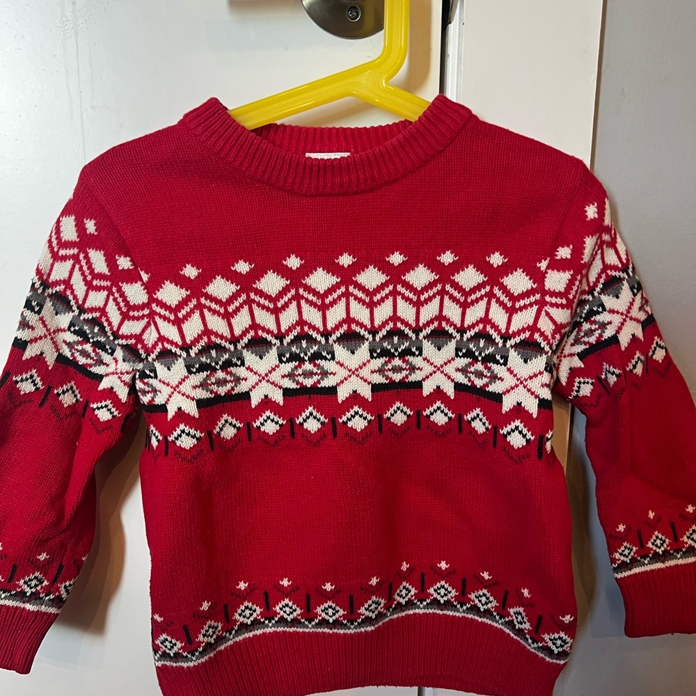 Hanna Andersson Red and White Holiday Sweater (4T)